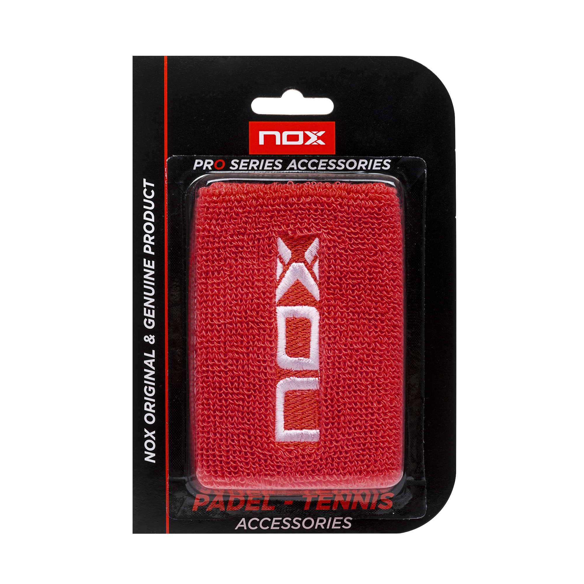 8436567653380 MUÑEQUERA BLISTER 2 UD ROJAS LOGO EN BLANCO MUÑROJBL2UD